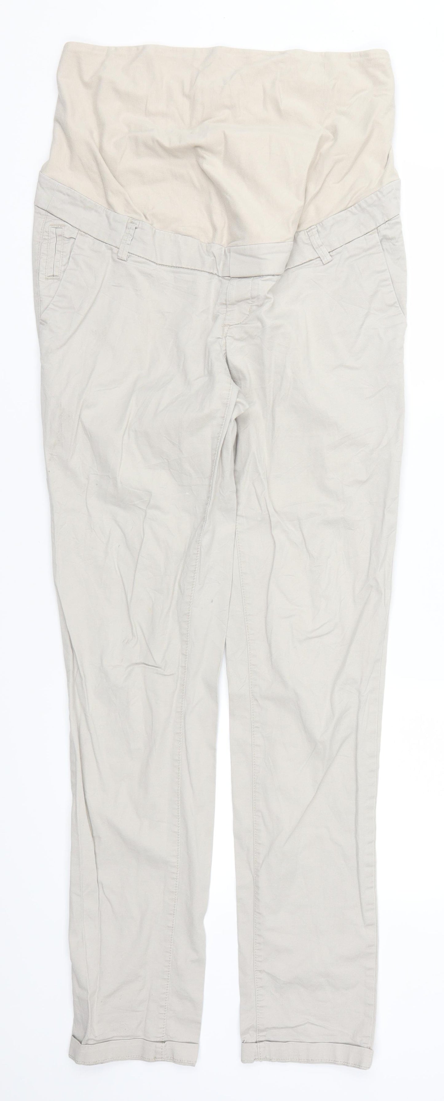 H&M Womens Beige   Chino Trousers Size 10 L31 in