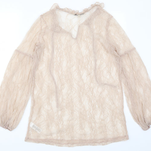 NEXT Womens Beige  Lace Basic Blouse Size 12