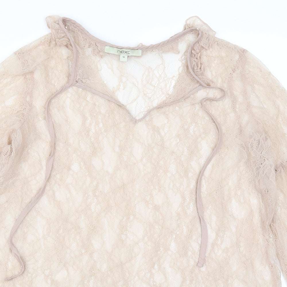 NEXT Womens Beige  Lace Basic Blouse Size 12