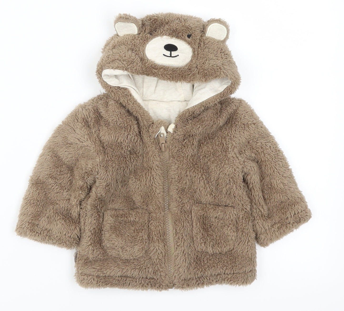 George Boys Brown   Jacket  Size 0-3 Months  - Bear Hood