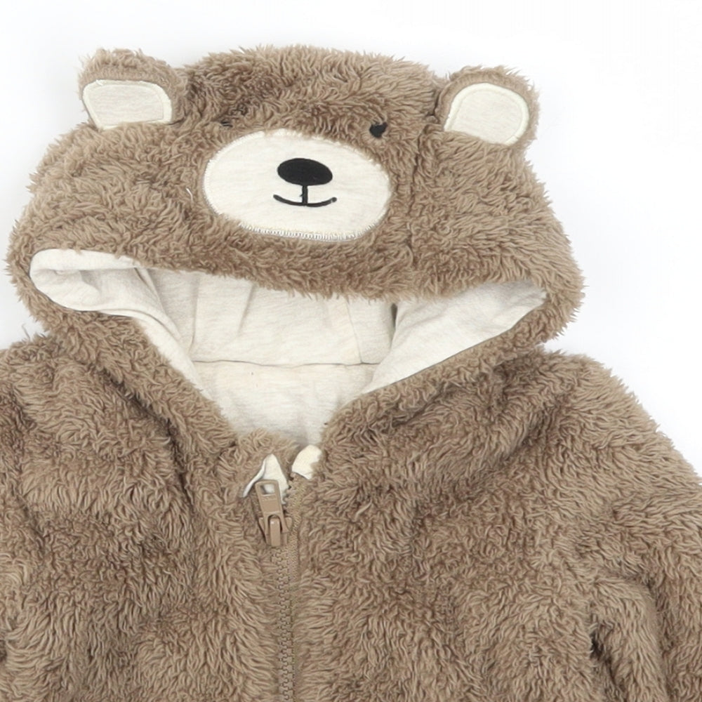 George Boys Brown   Jacket  Size 0-3 Months  - Bear Hood