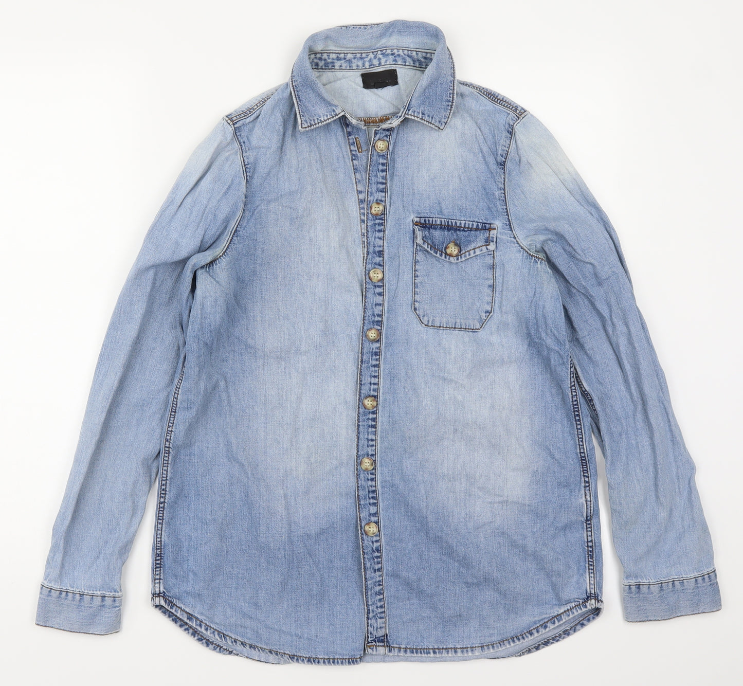 Topshop Womens Blue  Denim Basic Button-Up Size 10