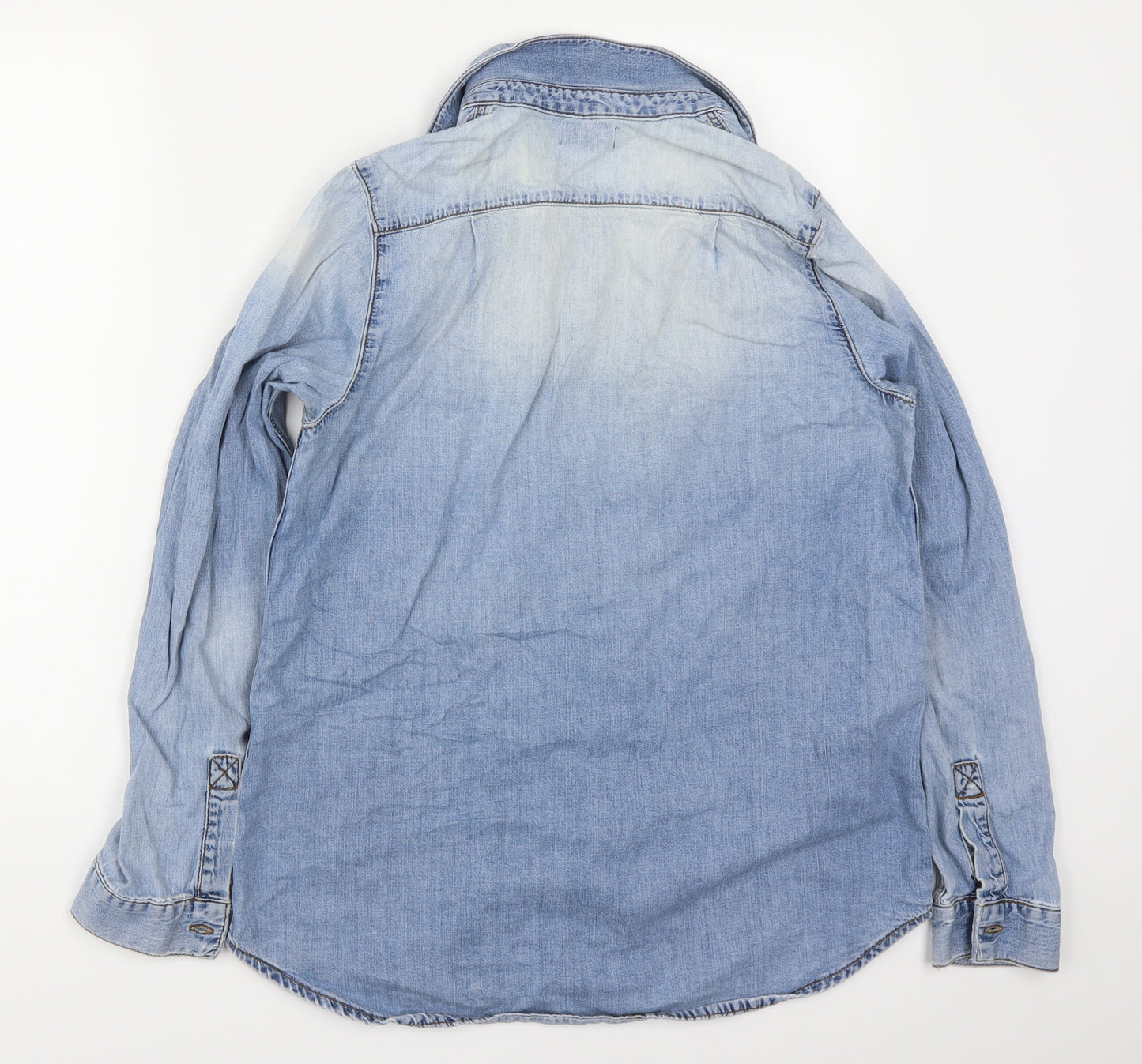 Topshop Womens Blue  Denim Basic Button-Up Size 10