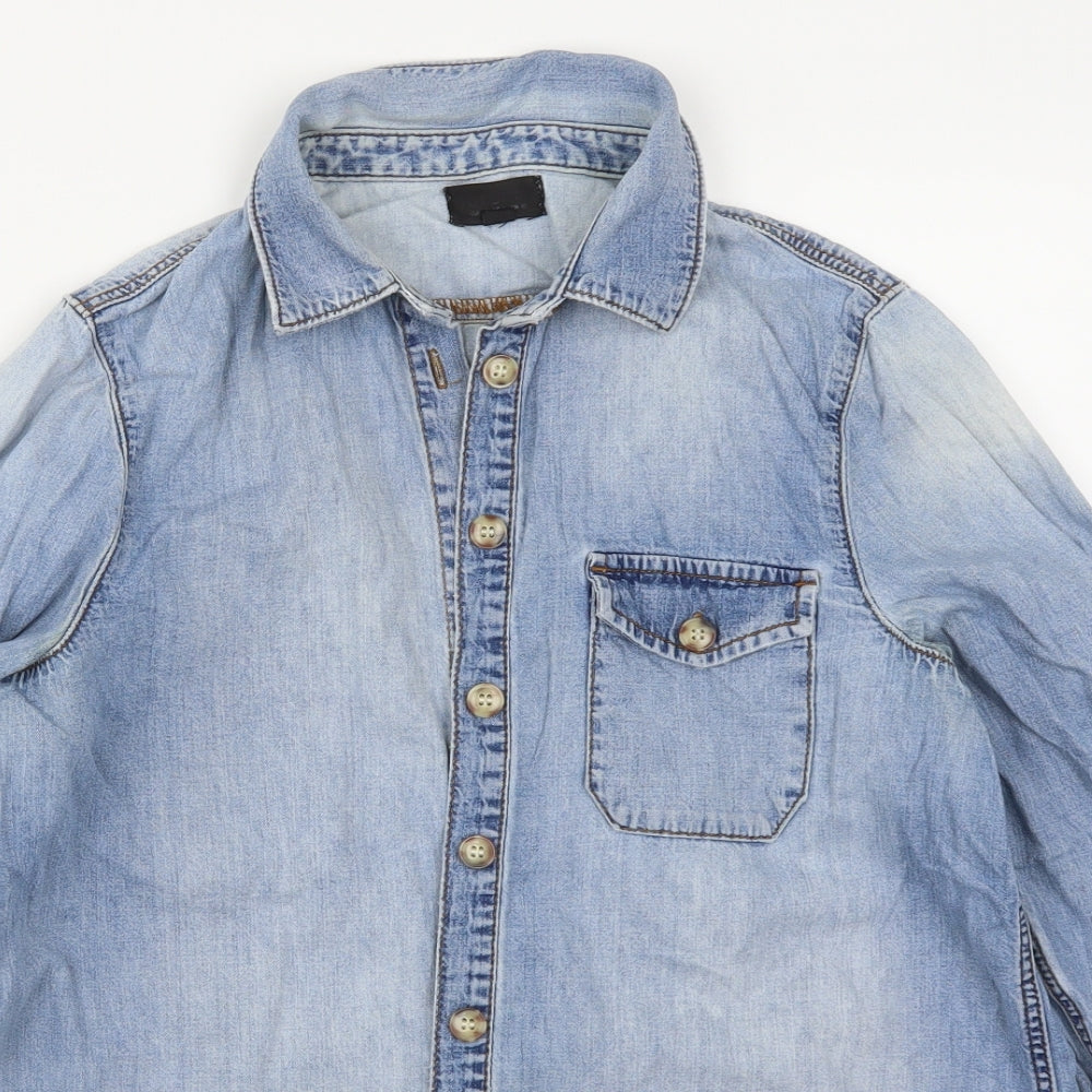 Topshop Womens Blue  Denim Basic Button-Up Size 10