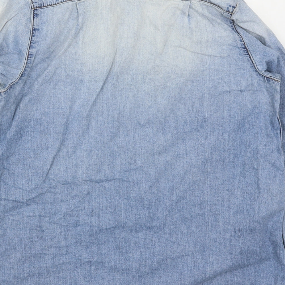 Topshop Womens Blue  Denim Basic Button-Up Size 10