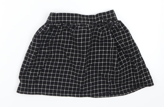 Front view of George girls’ black check skater skirt, size 5-6, years