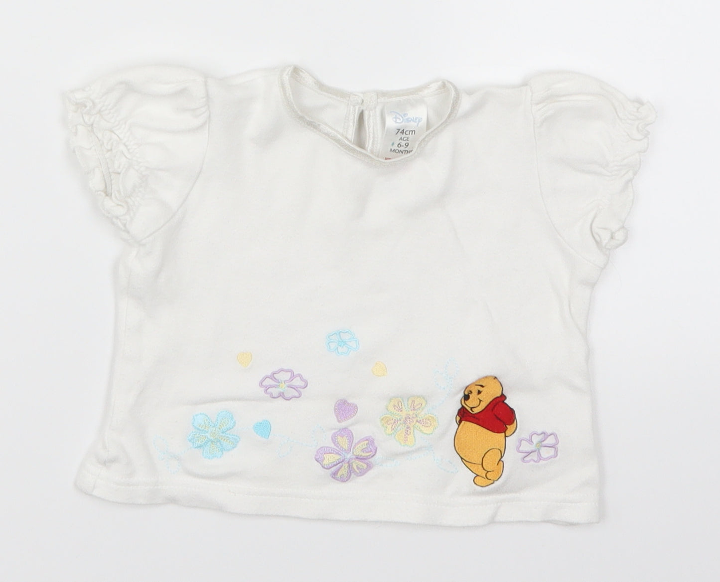 BHS Baby White   Basic T-Shirt Size 6-9 Months  - Winnie the Pooh