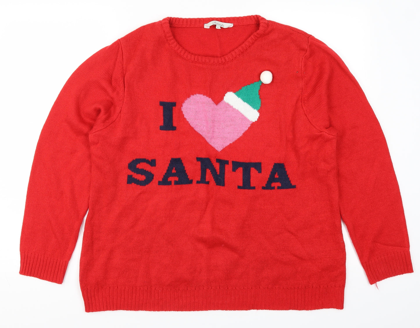Peacocks Womens Red   Pullover Jumper Size XL  - I Love Santa