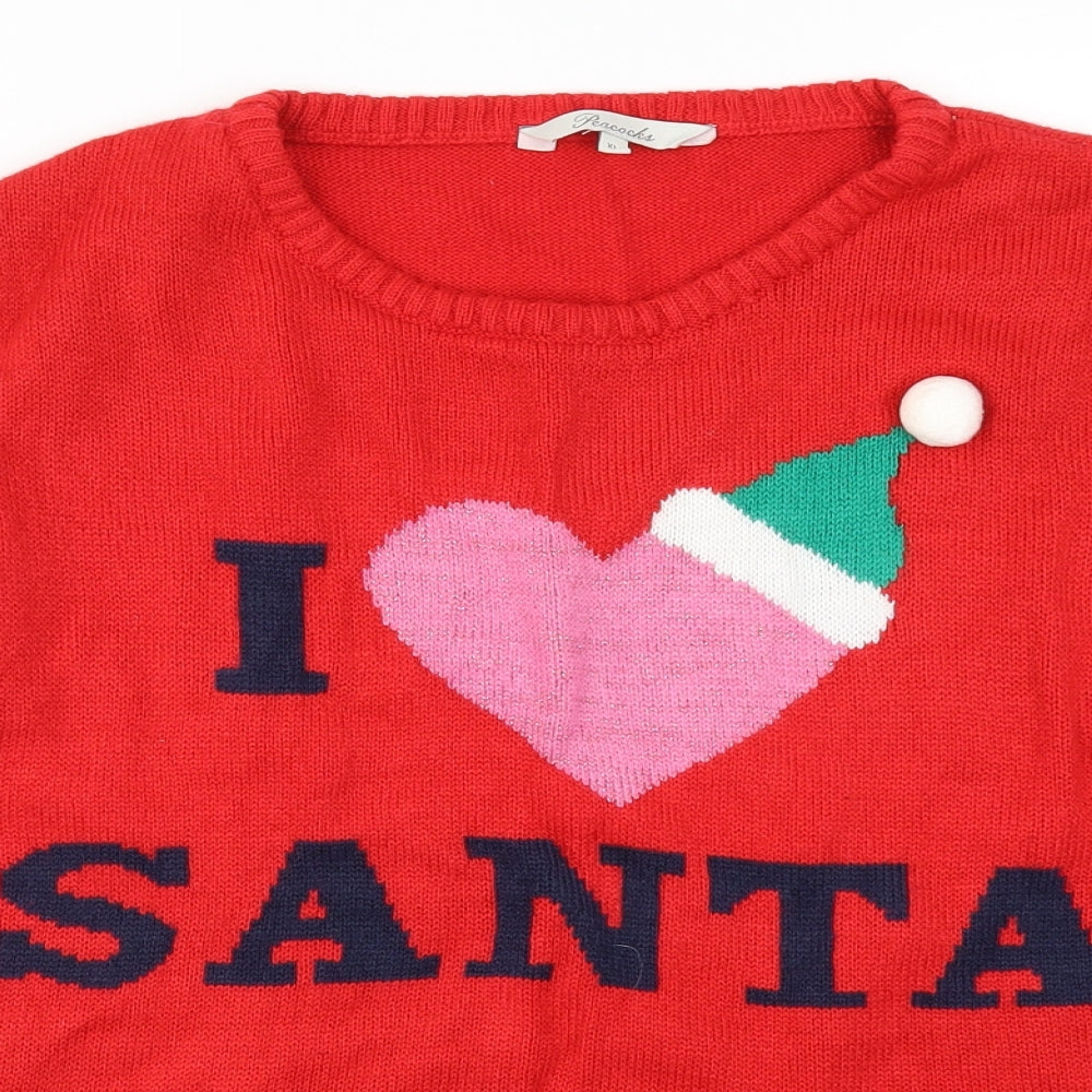 Peacocks Womens Red   Pullover Jumper Size XL  - I Love Santa