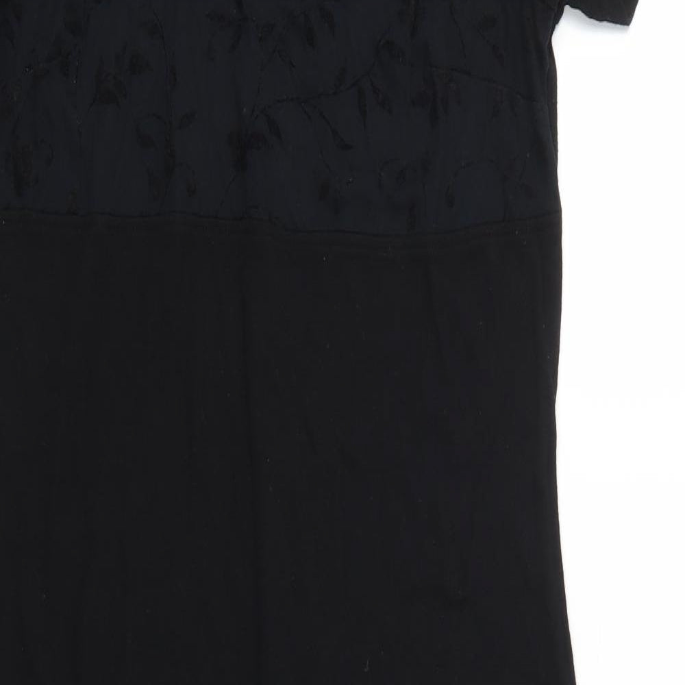 Sara Neal Womens Black   Maxi  Size 18  - Embroidered Flowers