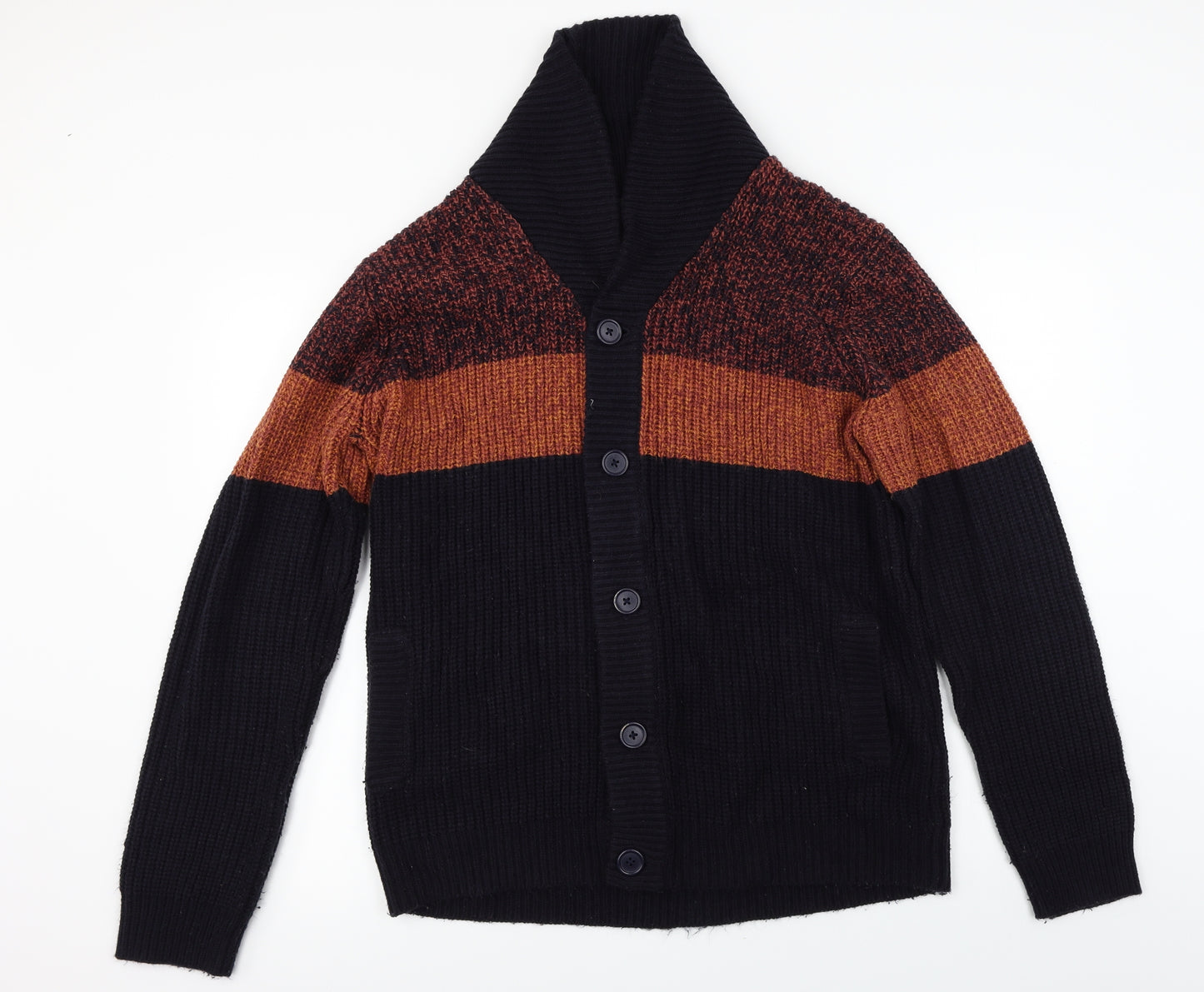 Cedar Wood State  Mens Blue Striped  Cardigan Jumper Size XL