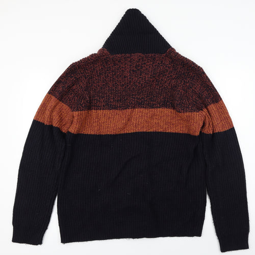 Cedar Wood State  Mens Blue Striped  Cardigan Jumper Size XL