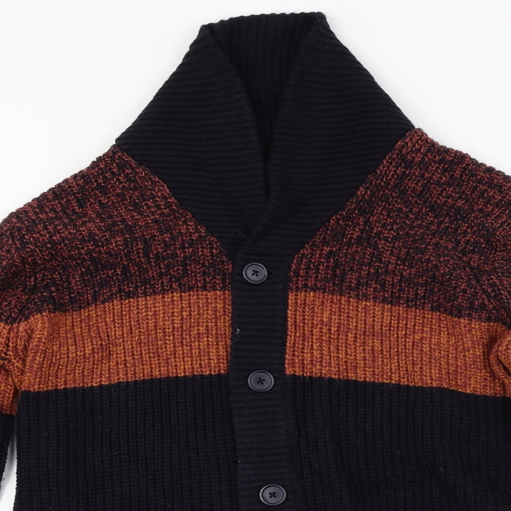 Cedar Wood State  Mens Blue Striped  Cardigan Jumper Size XL
