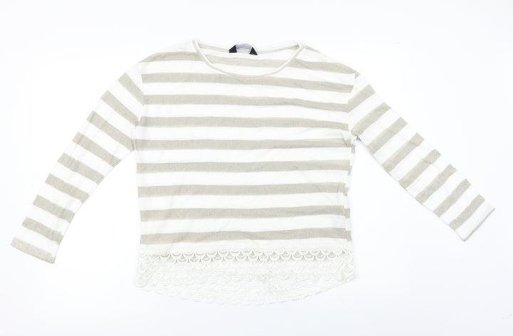 Dorothy Perkins Womens Beige Striped Pullover Jumper Size 14
