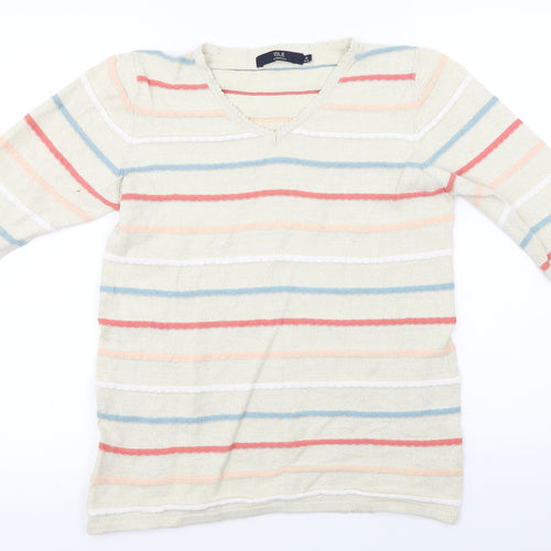 ISLE Essentials  Womens Beige Striped  Pullover Jumper Size M