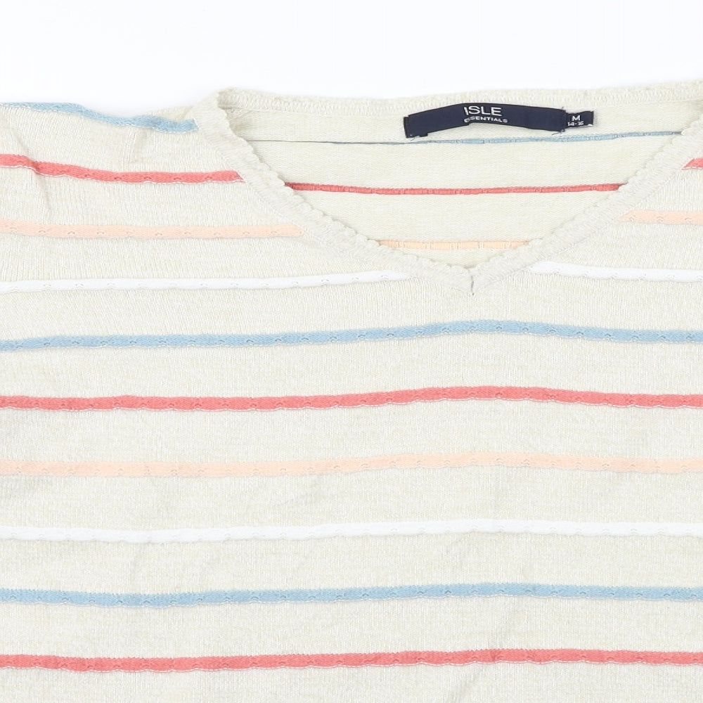ISLE Essentials  Womens Beige Striped  Pullover Jumper Size M