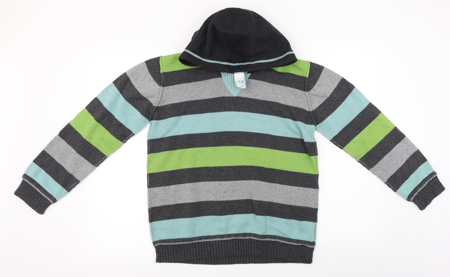 Marks and Spencer  Boys Grey Striped  Pullover Hoodie Size 13-14 Years
