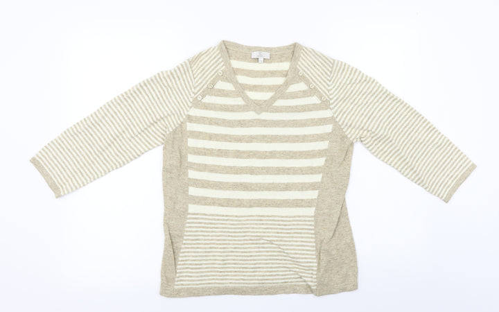 Country Casuals Womens Beige Striped Pullover Jumper Size S