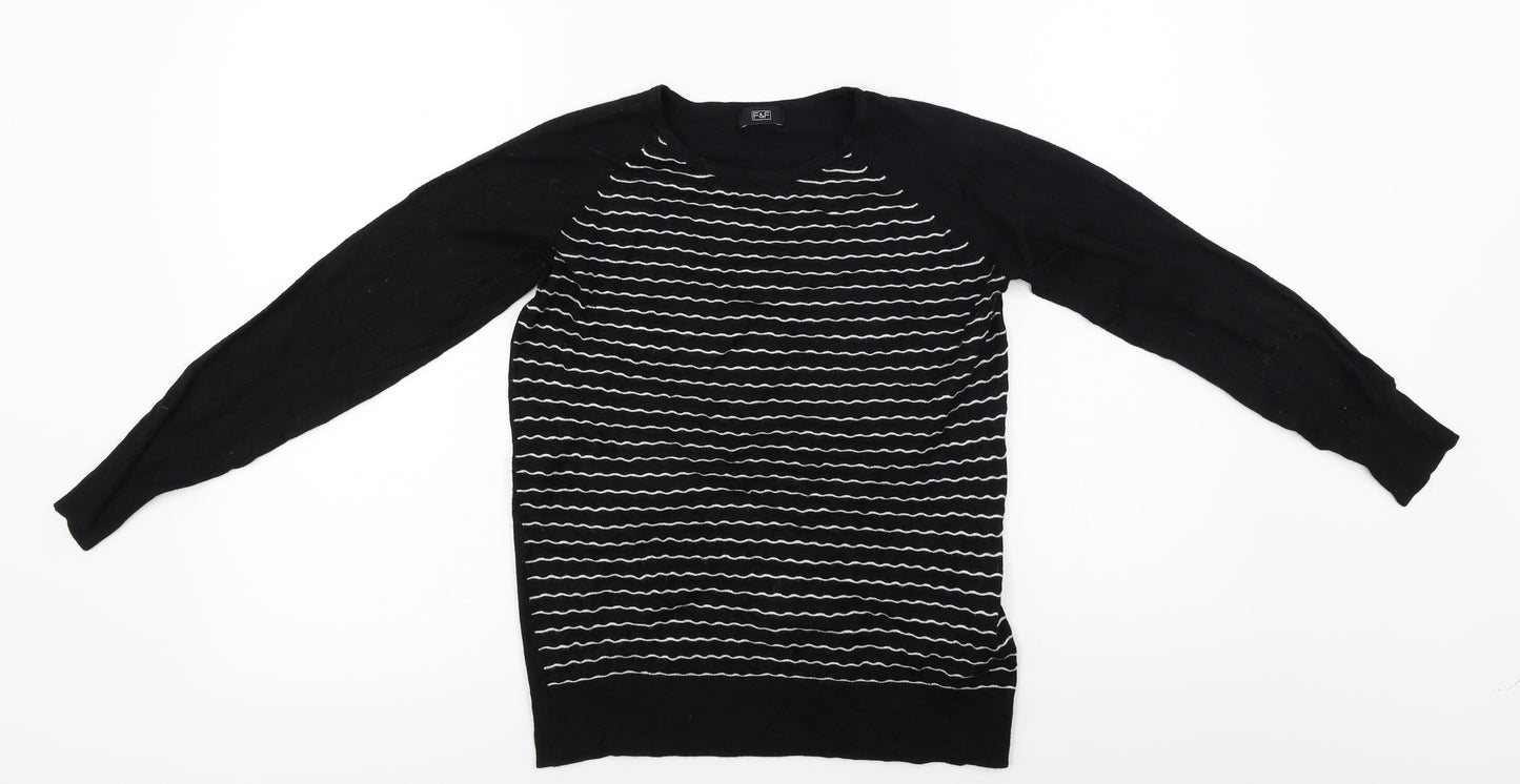 F&F  Womens Black Striped  Pullover Jumper Size 10