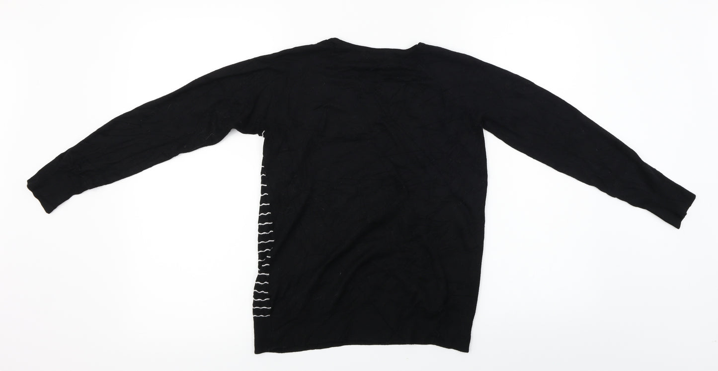 F&F  Womens Black Striped  Pullover Jumper Size 10