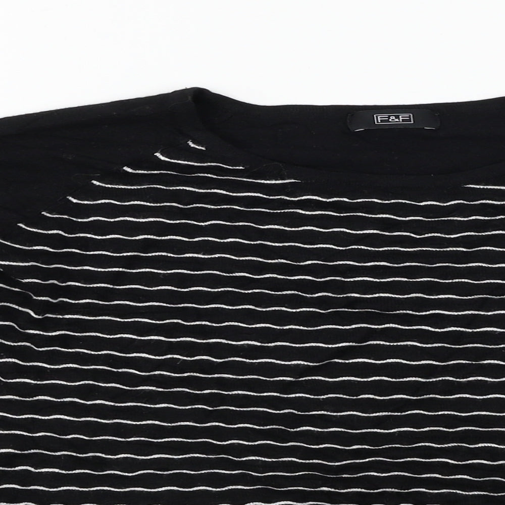 F&F  Womens Black Striped  Pullover Jumper Size 10