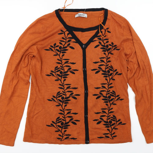 Alexara  Womens Brown Floral  Cardigan Jumper Size M