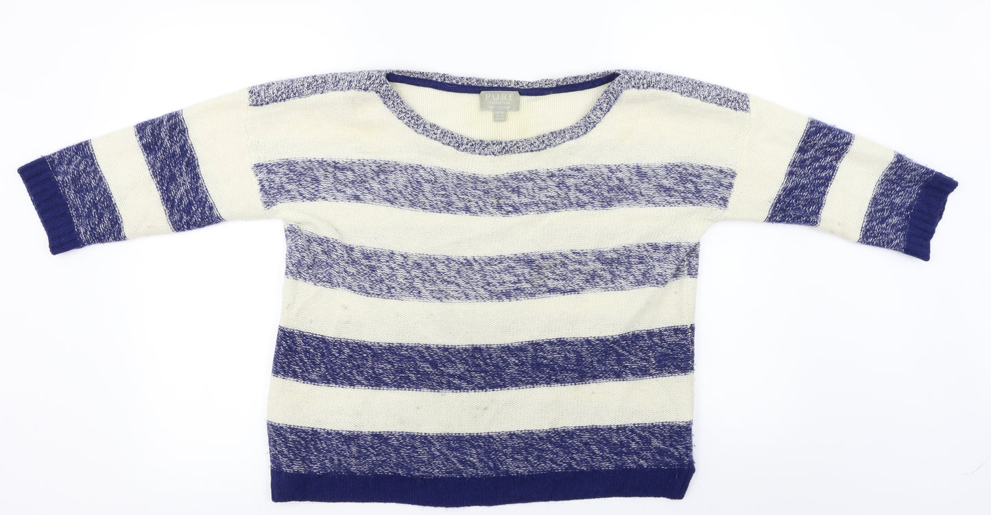 PURE Collection  Womens Beige Striped  Pullover Jumper Size 16