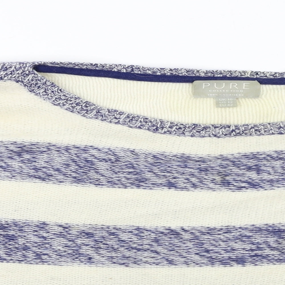 PURE Collection  Womens Beige Striped  Pullover Jumper Size 16