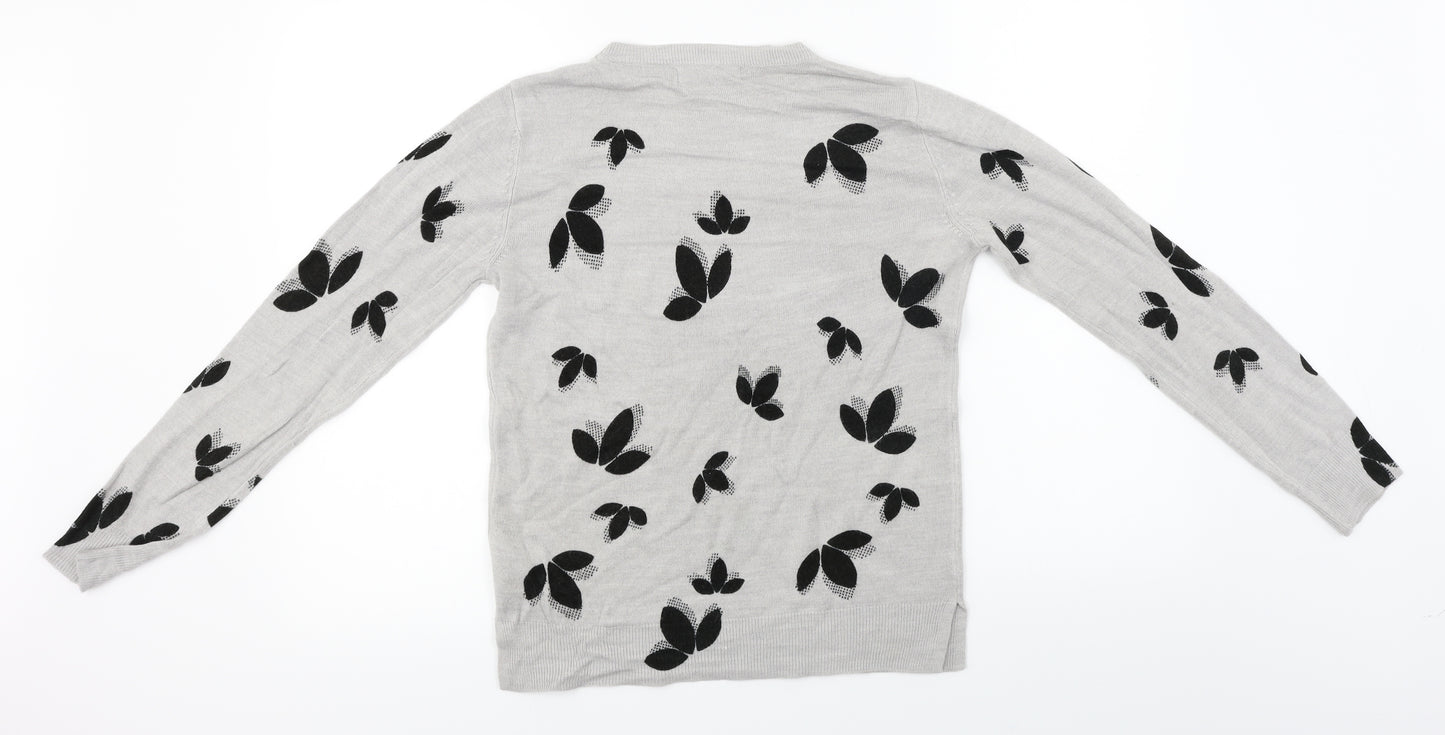 Marks and Spencer  Womens Grey Floral  Pullover Jumper Size 10