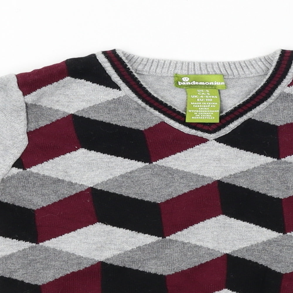 Pandemonium  Boys Grey Herringbone  Pullover Jumper Size 4-5 Years
