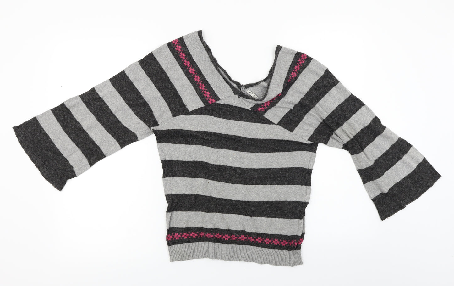 Kookai Womens Grey Striped  Pullover Jumper Size M