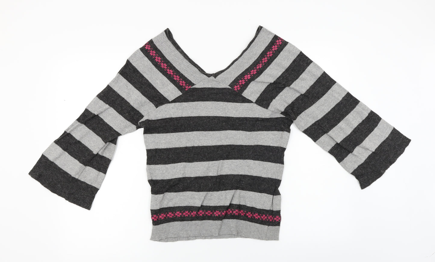 Kookai Womens Grey Striped  Pullover Jumper Size M