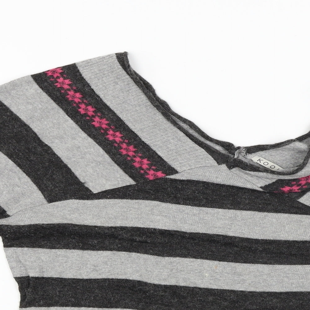 Kookai Womens Grey Striped  Pullover Jumper Size M