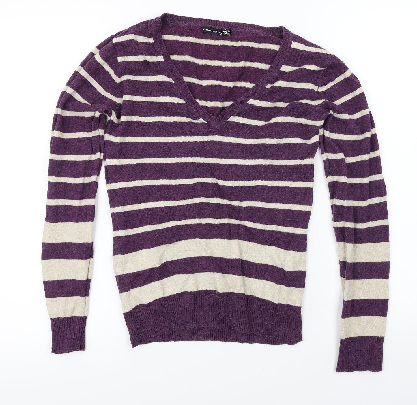Atmosphere  Womens Purple Striped  Pullover Jumper Size 12