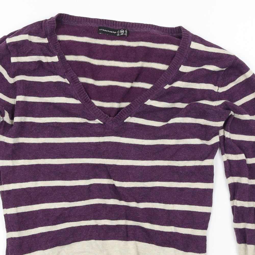 Atmosphere  Womens Purple Striped  Pullover Jumper Size 12