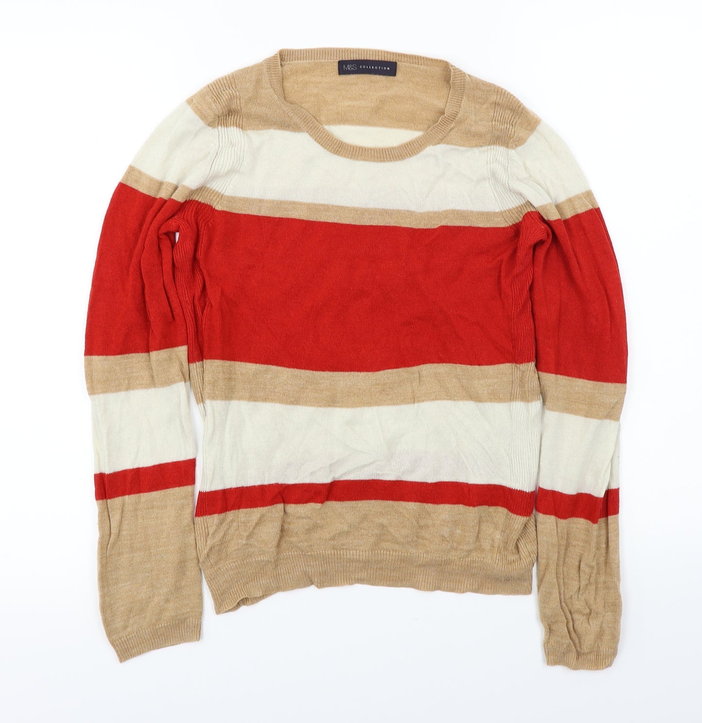 Marks and Spencer  Womens Brown Striped  Pullover Jumper Size 8