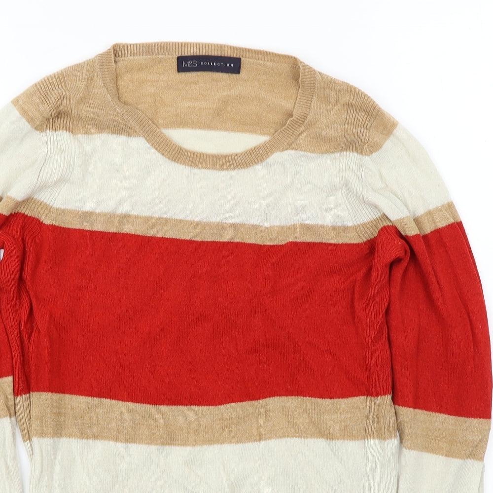 Marks and Spencer  Womens Brown Striped  Pullover Jumper Size 8
