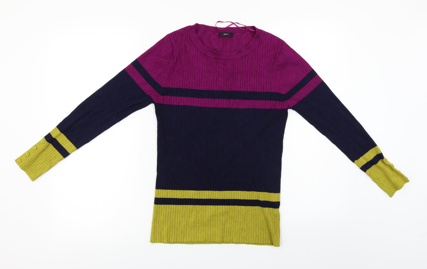 M&Co Womens Blue Striped  Pullover Jumper Size 16
