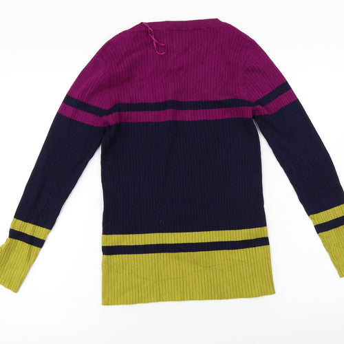 M&Co Womens Blue Striped  Pullover Jumper Size 16