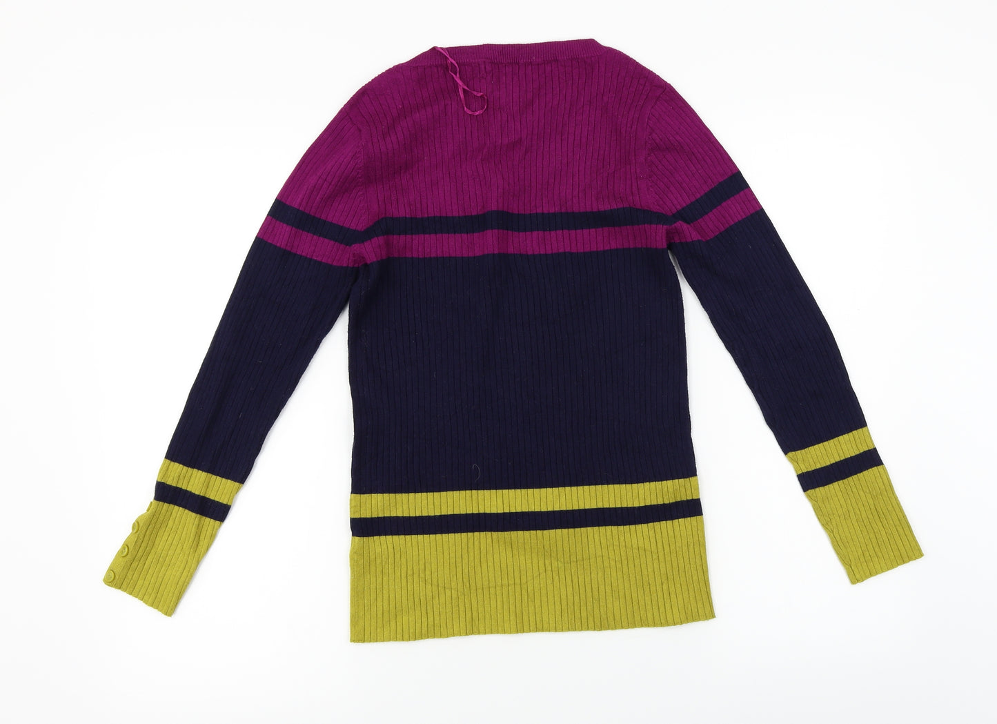 M&Co Womens Blue Striped  Pullover Jumper Size 16