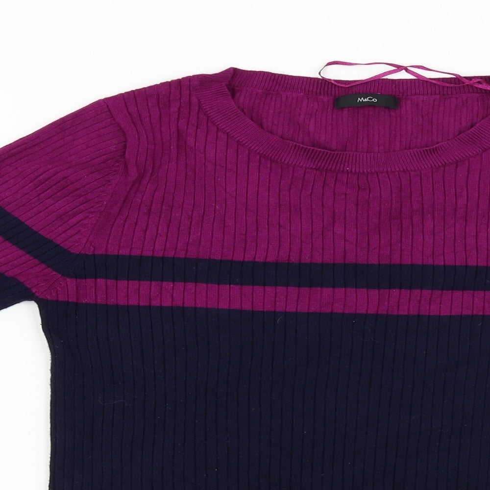M&Co Womens Blue Striped  Pullover Jumper Size 16