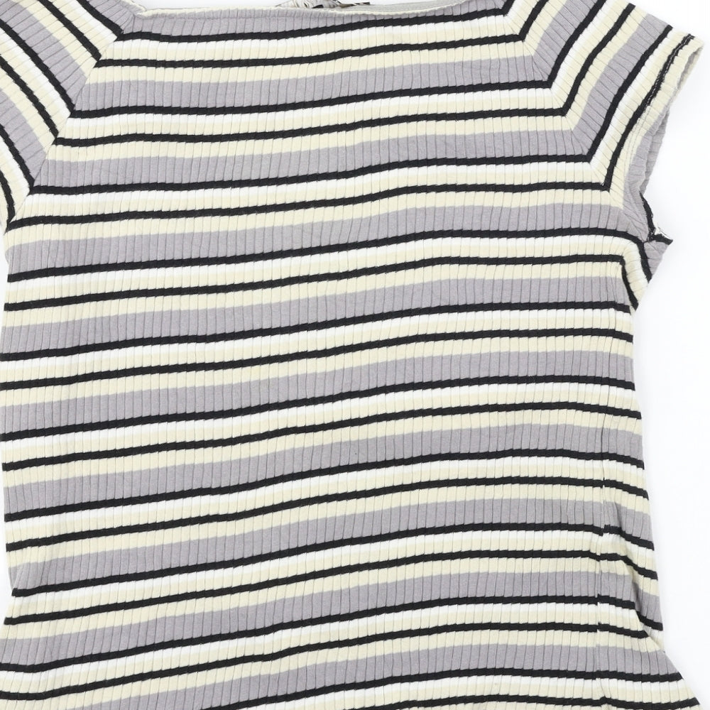 Principles  Womens Grey Striped  Basic T-Shirt Size 16