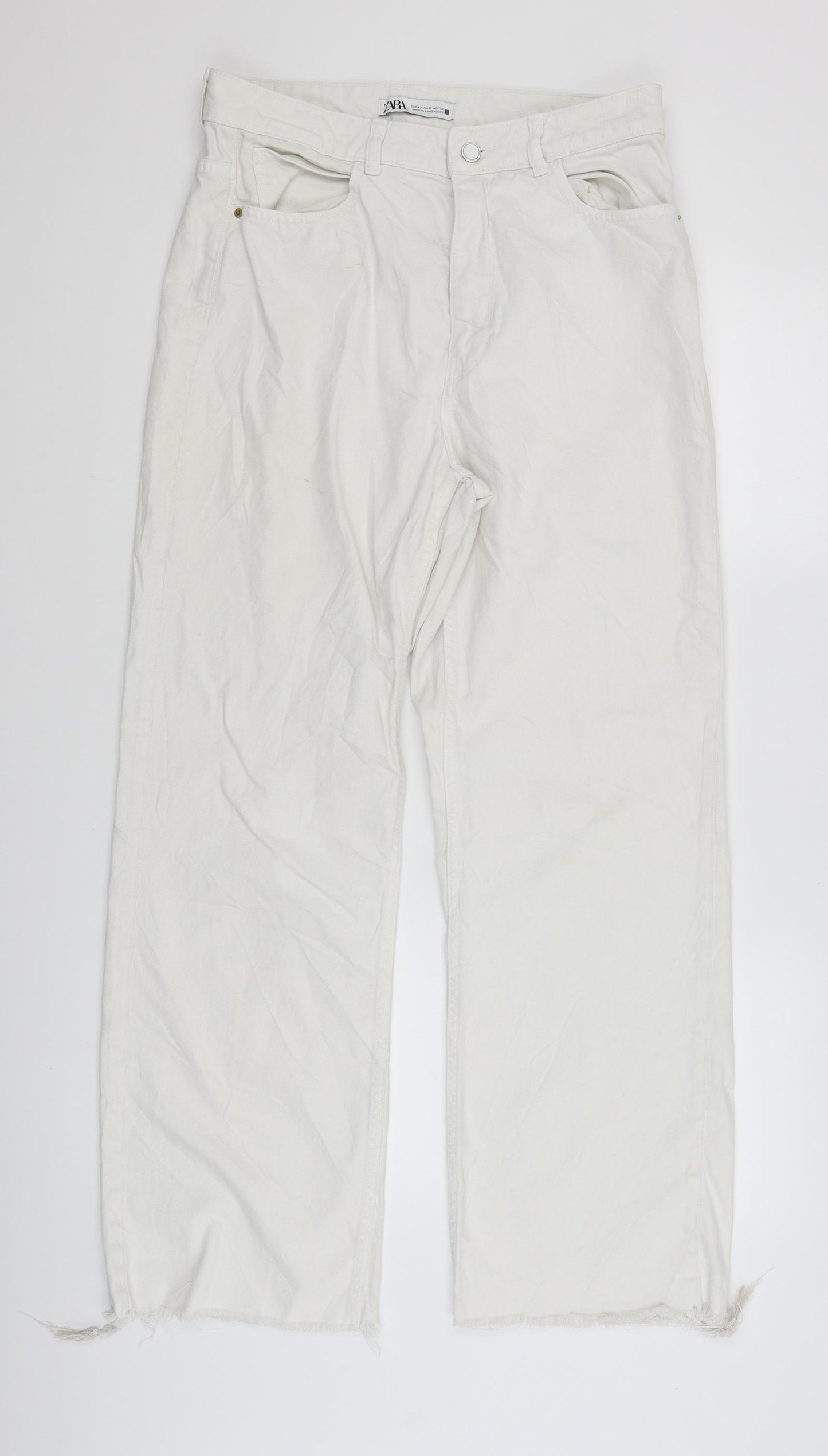 Zara Womens White   Bootcut Jeans Size 12 L29.5 in