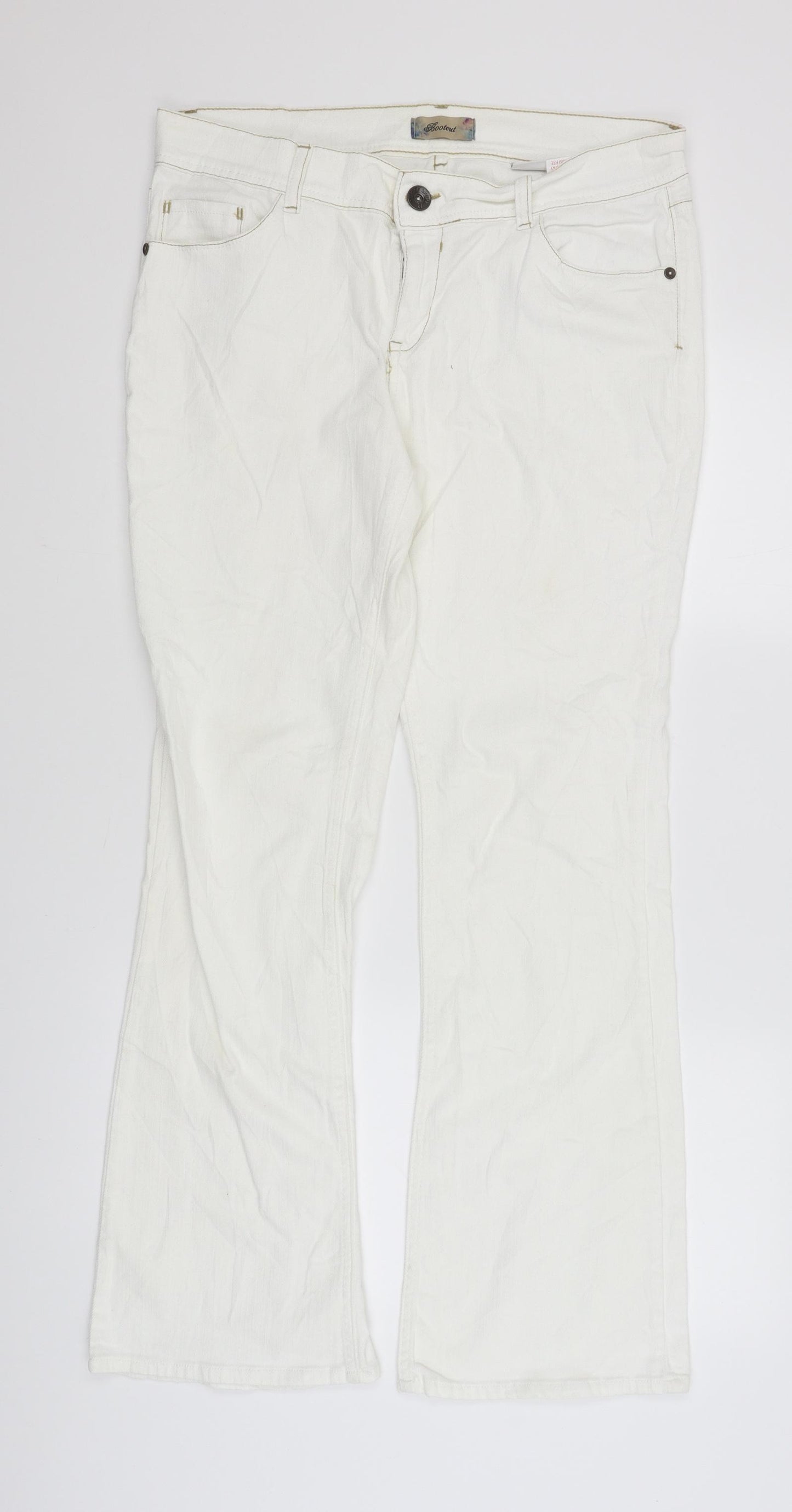 NEXT Womens White   Bootcut Jeans Size 14 L30 in