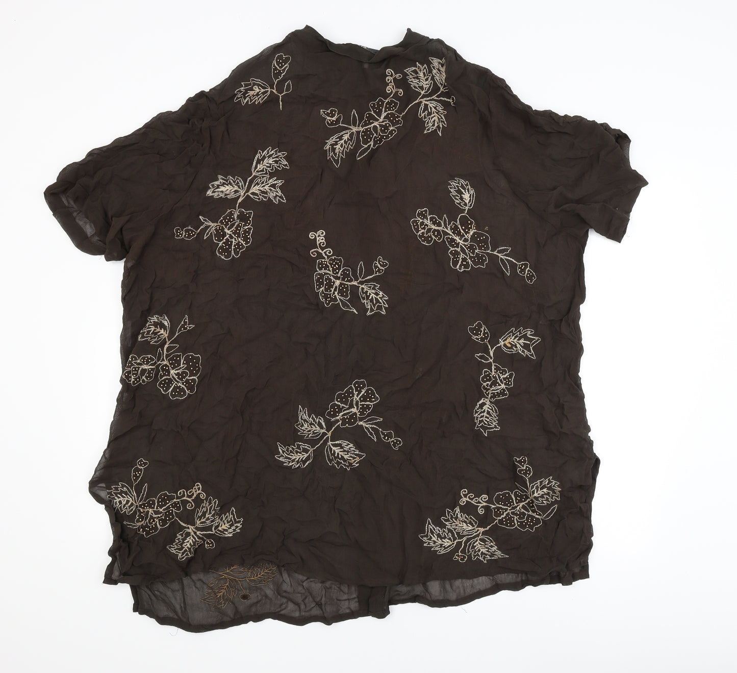 Cruz Essentials Womens Brown Floral  Basic Button-Up Size 24