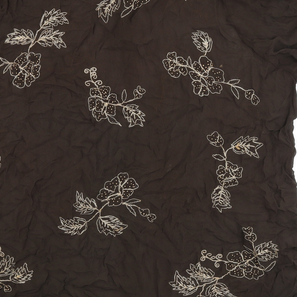 Cruz Essentials Womens Brown Floral  Basic Button-Up Size 24