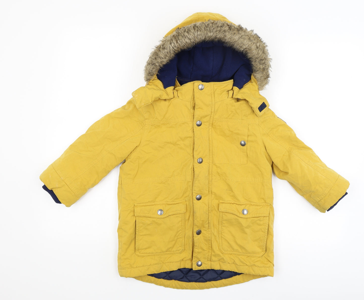 Jojo Maman Bebe Girls Yellow   Puffer Jacket Coat Size 4-5 Years
