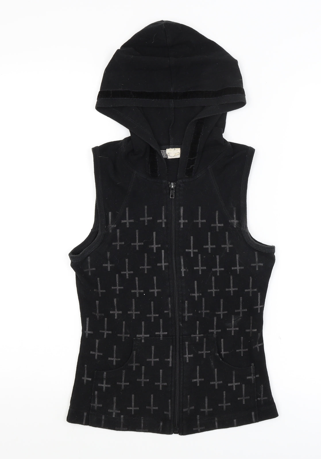 Preworn Womens Black   Full Zip Hoodie Size 8  - Crosses