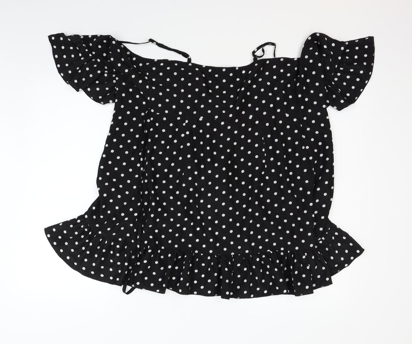 PRETTYLITTLETHING Womens Black Polka Dot  Basic Blouse Size 12