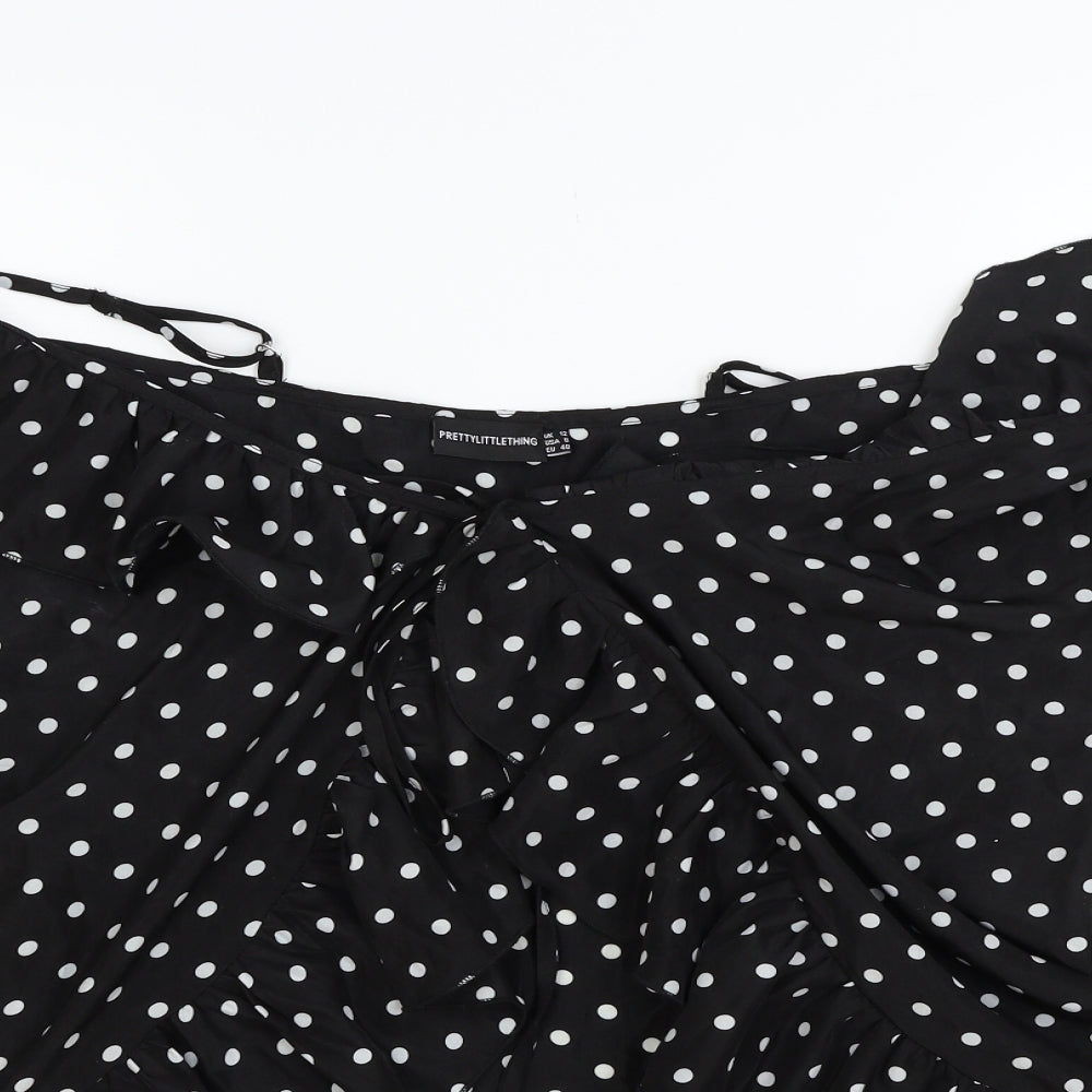PRETTYLITTLETHING Womens Black Polka Dot  Basic Blouse Size 12